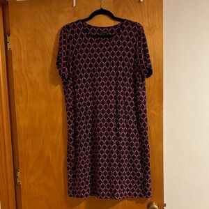 J. Jill Navy and Pink Patterned Midi Dress